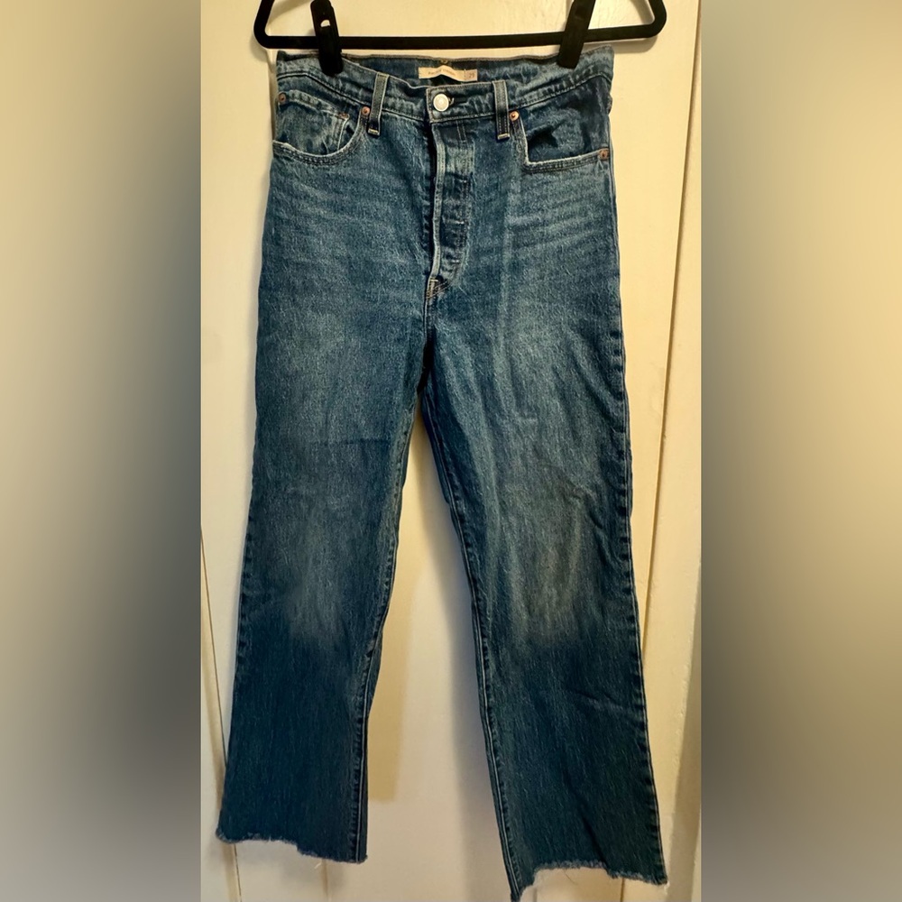 Levi's Ribcage Straight Leg Jeans - Dark Blue Denim